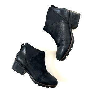 Sorel Black Genuine Leather Cate Chelsea Heeled Boots